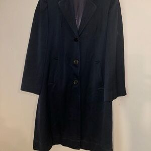Vintage 1940s Post Leigh Thoroughbred Classic Navy Wool Coat Tailored